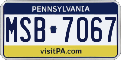 PA license plate MSB7067