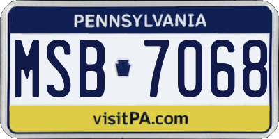 PA license plate MSB7068