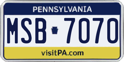 PA license plate MSB7070