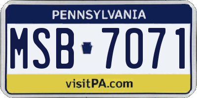 PA license plate MSB7071