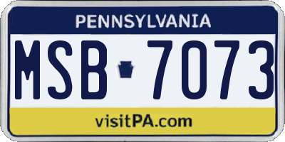PA license plate MSB7073