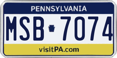 PA license plate MSB7074