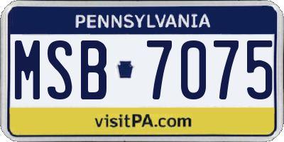 PA license plate MSB7075