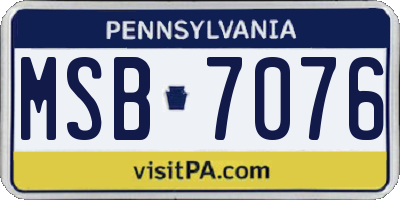 PA license plate MSB7076