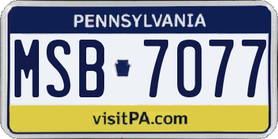 PA license plate MSB7077