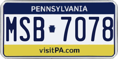 PA license plate MSB7078