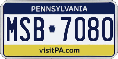 PA license plate MSB7080