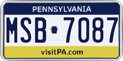 PA license plate MSB7087