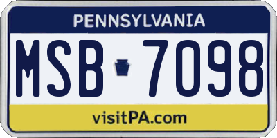 PA license plate MSB7098