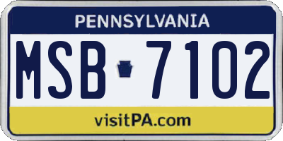 PA license plate MSB7102