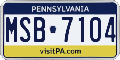 PA license plate MSB7104