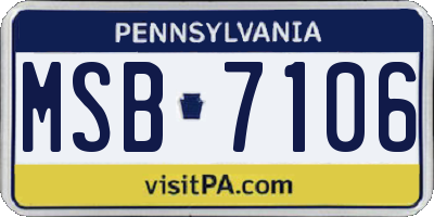 PA license plate MSB7106