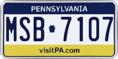 PA license plate MSB7107