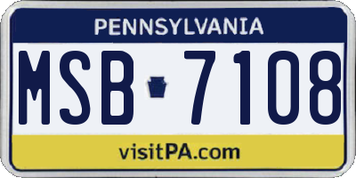 PA license plate MSB7108