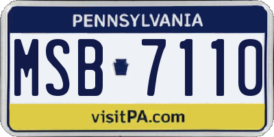 PA license plate MSB7110