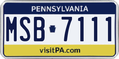 PA license plate MSB7111