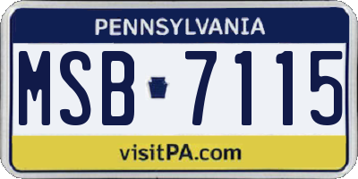 PA license plate MSB7115