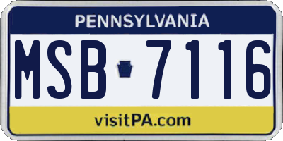 PA license plate MSB7116