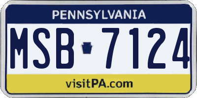 PA license plate MSB7124