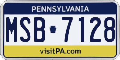 PA license plate MSB7128