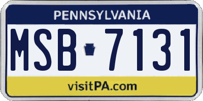 PA license plate MSB7131