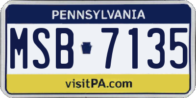 PA license plate MSB7135