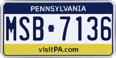 PA license plate MSB7136