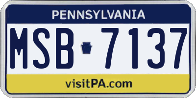 PA license plate MSB7137