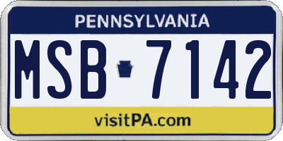 PA license plate MSB7142