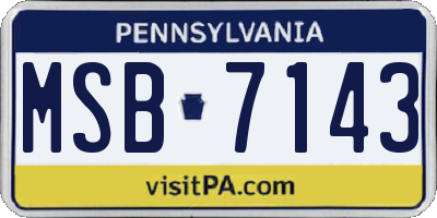 PA license plate MSB7143