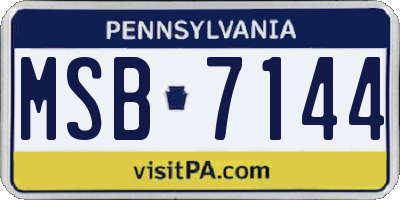 PA license plate MSB7144