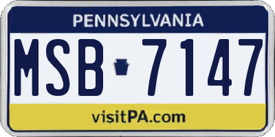 PA license plate MSB7147