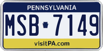 PA license plate MSB7149