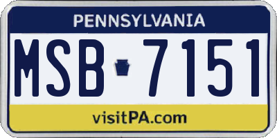 PA license plate MSB7151