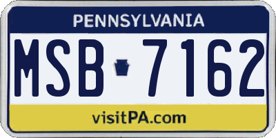 PA license plate MSB7162