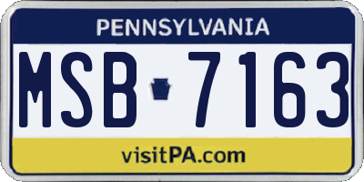PA license plate MSB7163