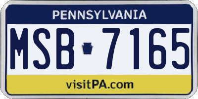 PA license plate MSB7165