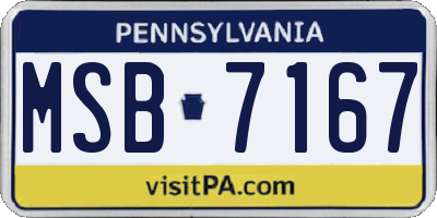 PA license plate MSB7167