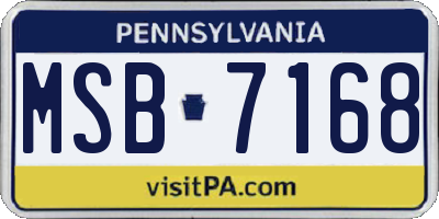 PA license plate MSB7168