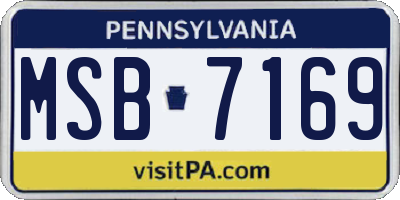 PA license plate MSB7169