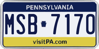PA license plate MSB7170
