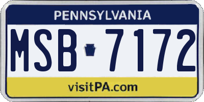 PA license plate MSB7172