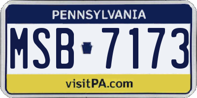 PA license plate MSB7173