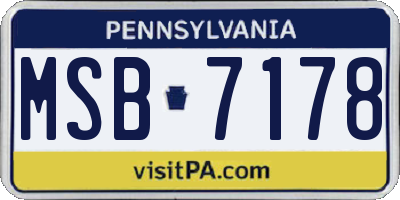 PA license plate MSB7178