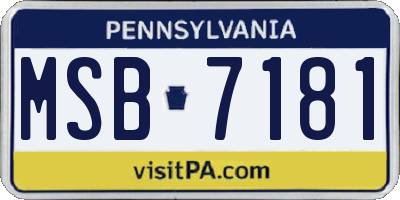 PA license plate MSB7181