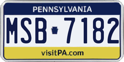 PA license plate MSB7182