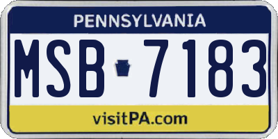 PA license plate MSB7183