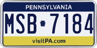PA license plate MSB7184