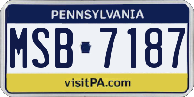 PA license plate MSB7187