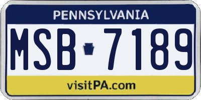 PA license plate MSB7189